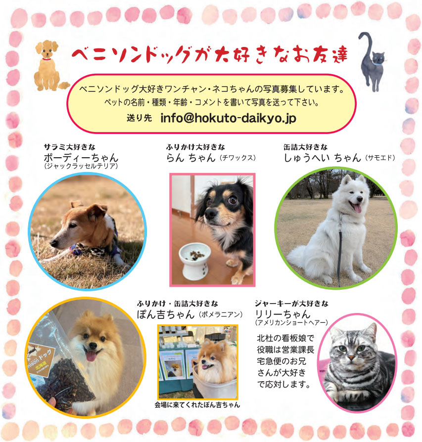 ベニソンドッグが大好きなお友達：写真募集